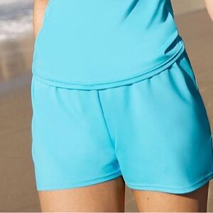 Lands' End SMOOTHING Swim Shorts | UPF 50 | Plus Size 18W | Turquoise Aqua
